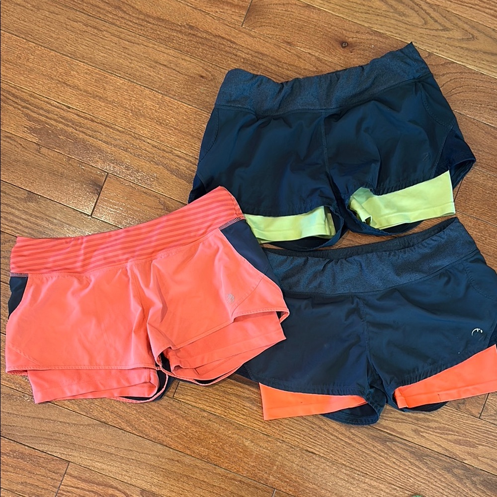 Women's Black and Orange Athletic Shorts